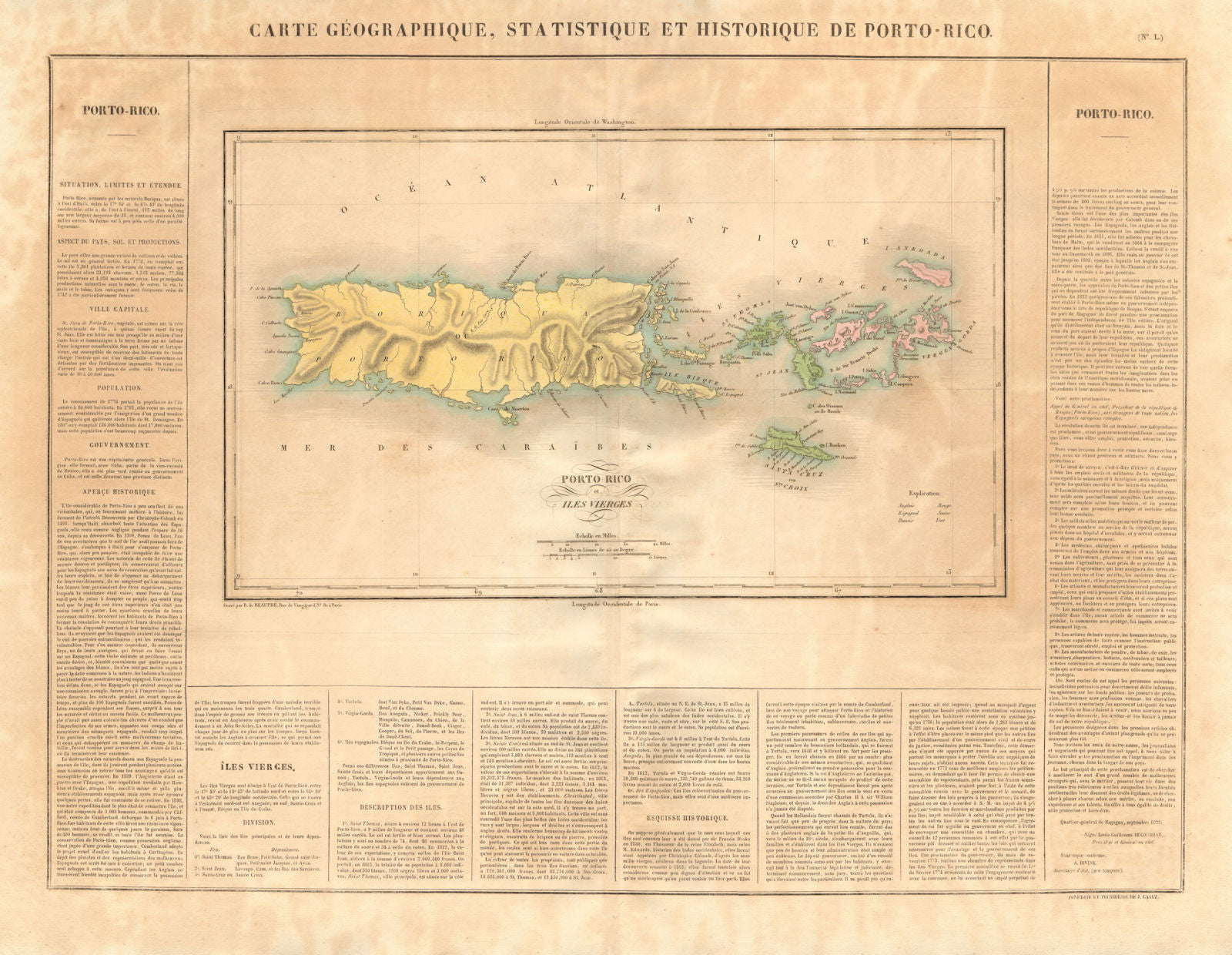 'Porto-Rico et des Iles-Vierges'. Puerto Rico & Virgin Islands. BUCHON 1825 map